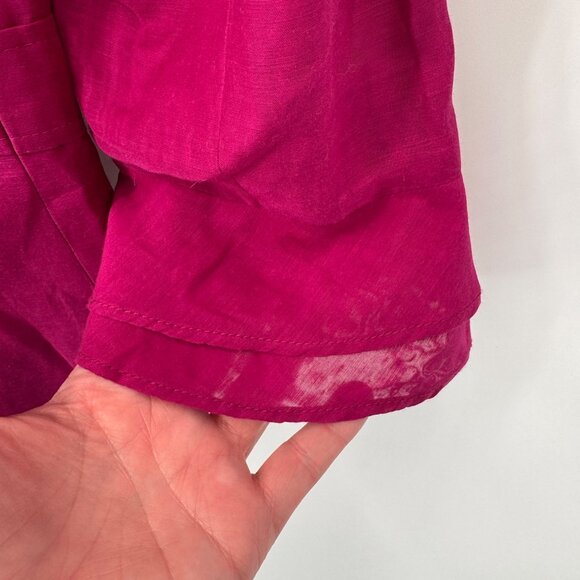 Classiques Entier Blazer Jacket Womens XS Pink Cotton Silk Blend Sheer Sleeves - Picture 7 of 9